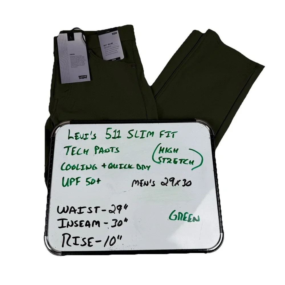 Levi's 511 Slim Tech Stretch Pants Forest Green Men's‎ 29x30 New $69.50 - Picture 2 of 10